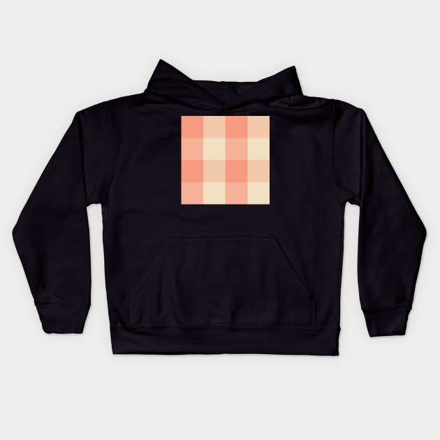 Peach and Cream Gingham Check Pattern | Cottage Core Prairie Style Kids Hoodie by gloobella